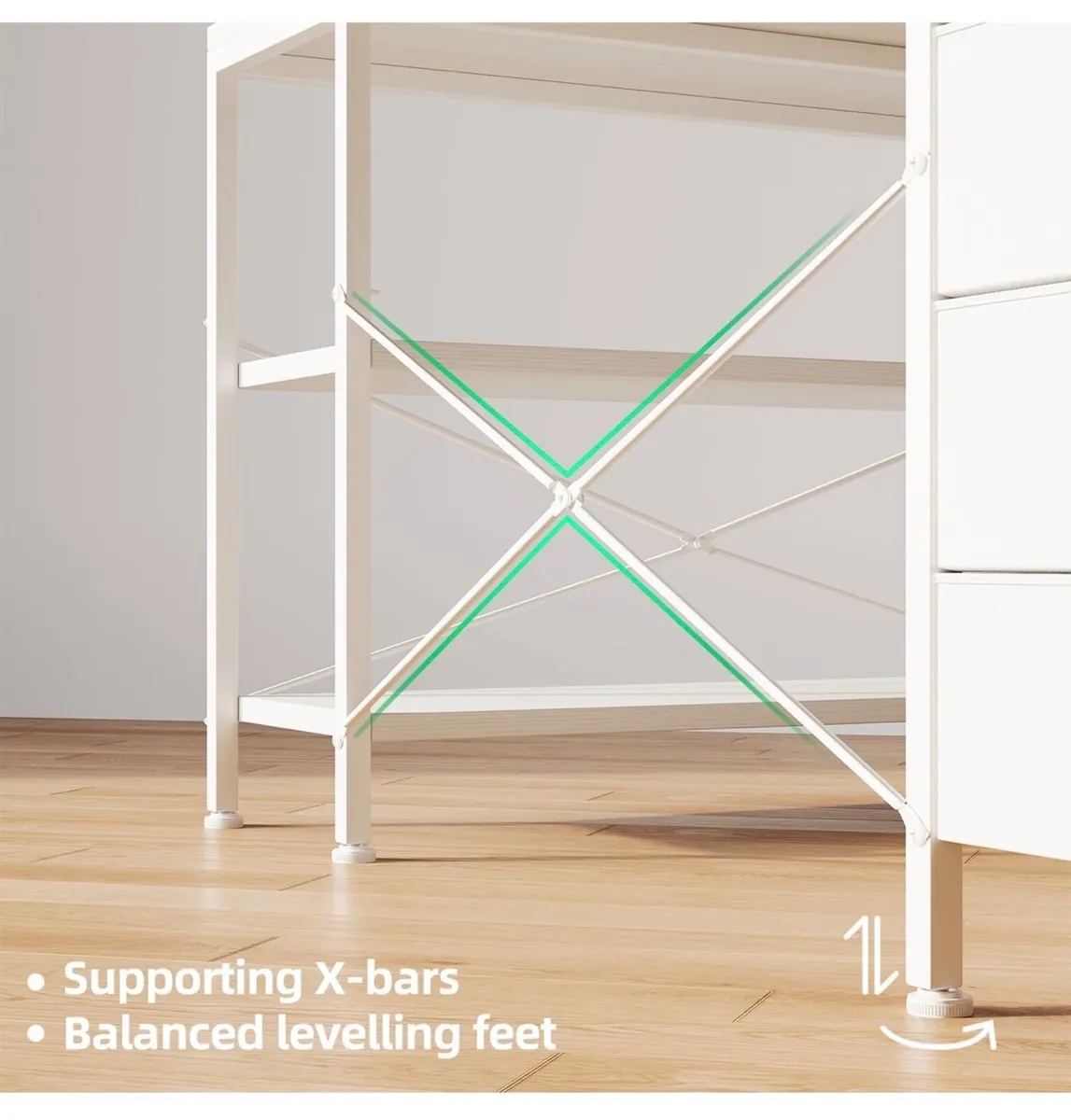 120cm Corner Desk with Drawers, Reversible L shape - Image 2