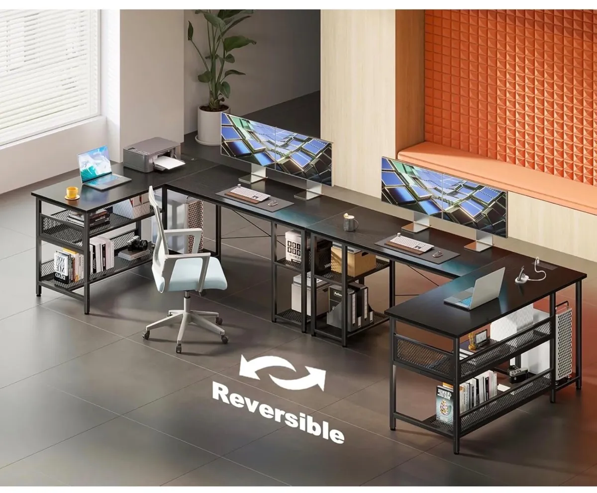 L Shaped Gaming Desk, 150 x 102 cm Reversible Comp - Image 1