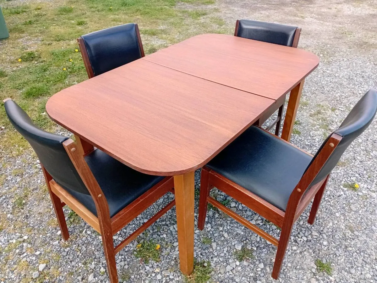 mid century crannac dining set in black leather - Image 2