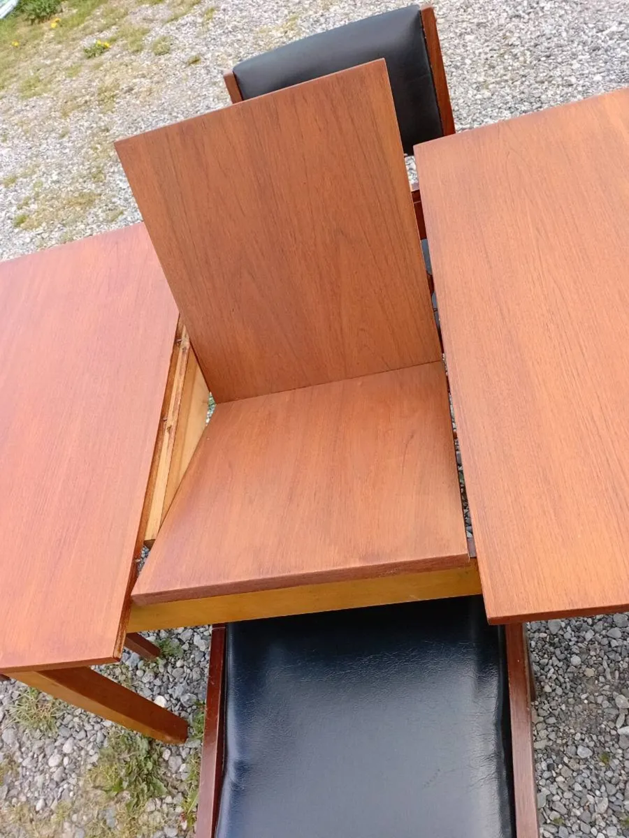 mid century crannac dining set in black leather - Image 4