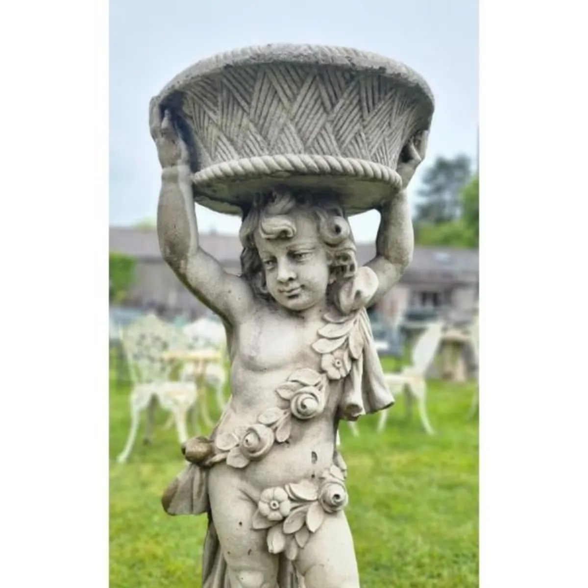Bird Bath Large Hands Up Cherub GL BB049 - Image 3