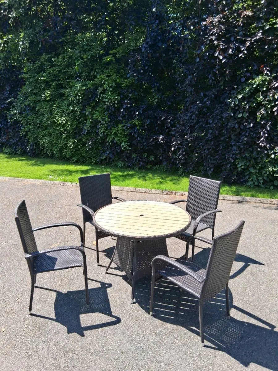 5 Piece Outdoor Rattan Dining Set - Image 1