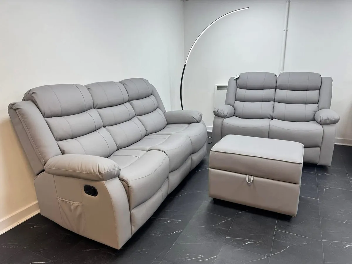 Roma 3+2 Manual Leather Recliner Sofa Set - Image 3