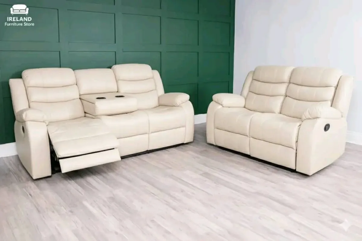 Roma 3+2 Manual Leather Recliner Sofa Set - Image 4