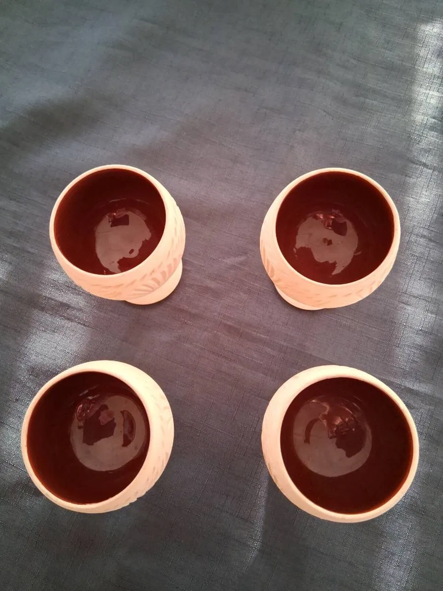 4 Small Clay Pottery Cup's - Image 2