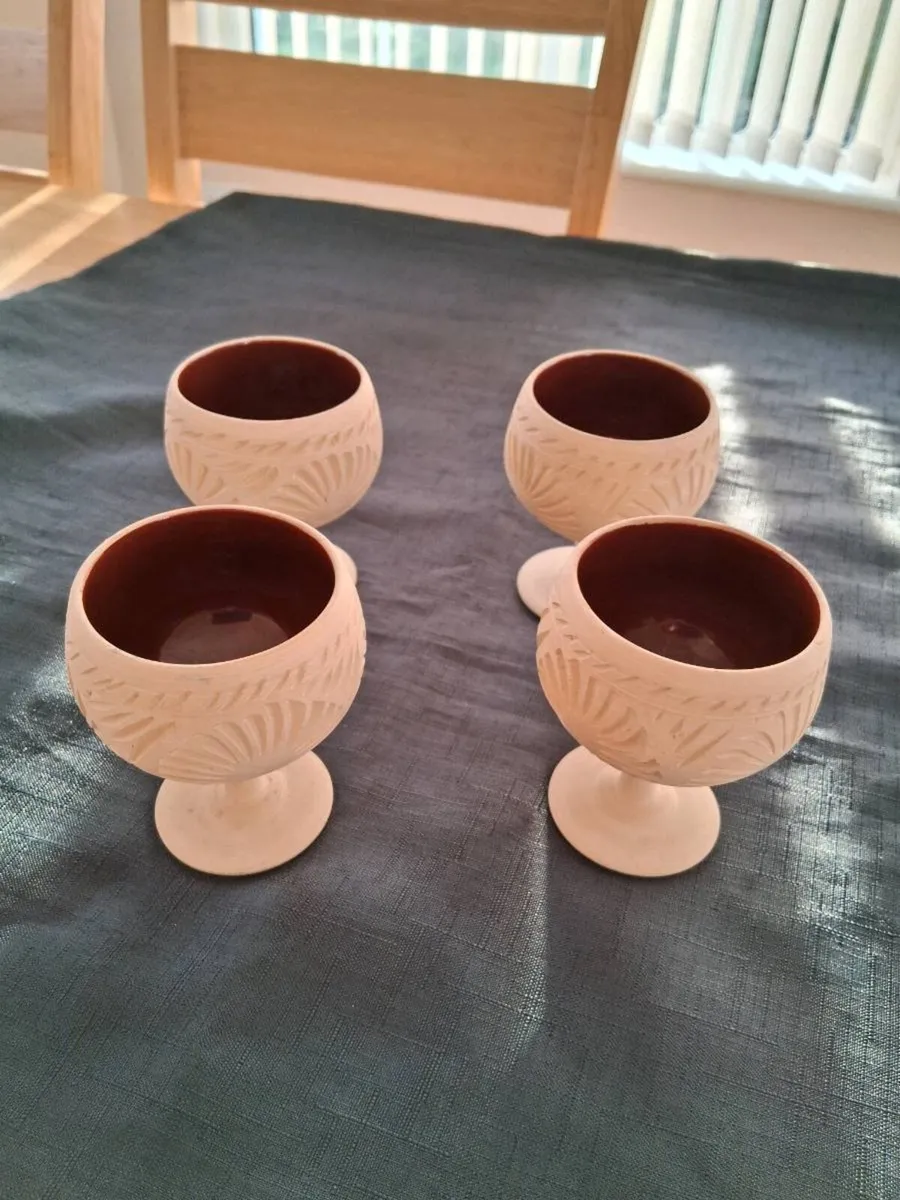 4 Small Clay Pottery Cup's - Image 1