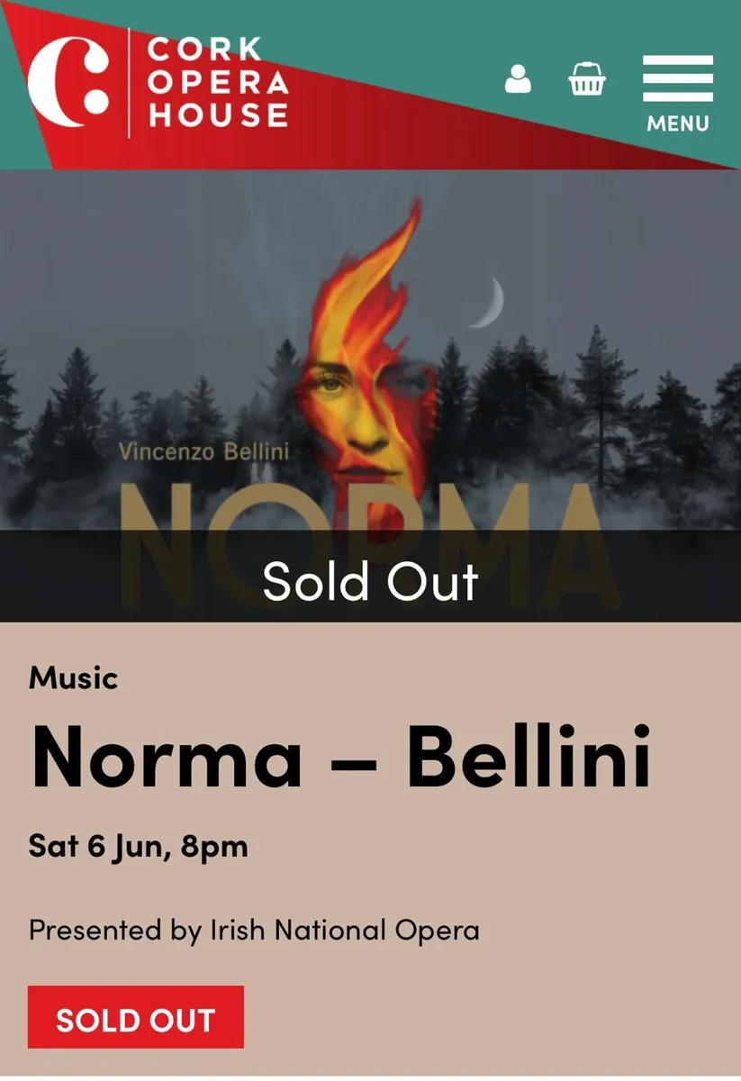 2 Tickets to Norma by Bellini at Cork Opera House