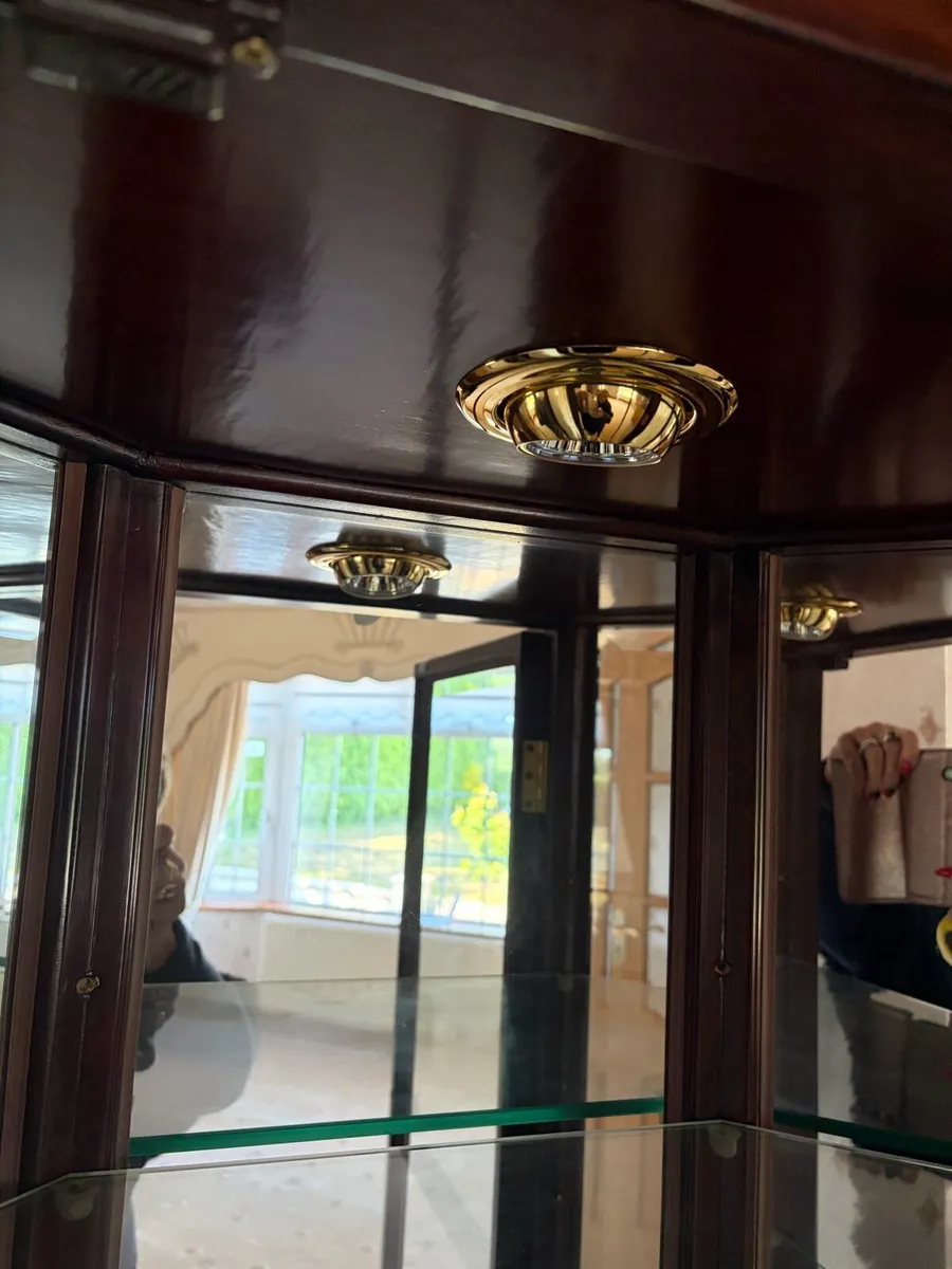 Dark wood corner unit with lights - Image 4