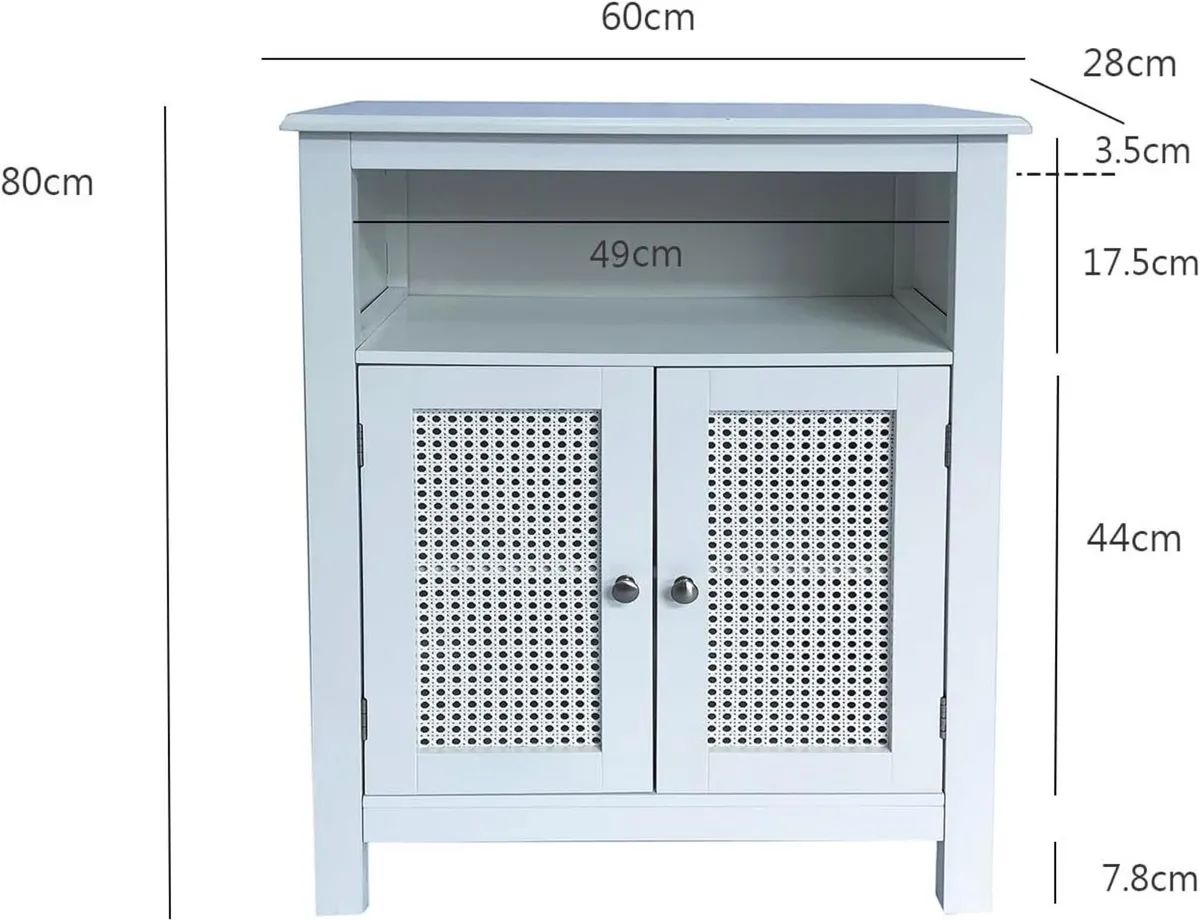Vera Faux Rattan 2-Door Storage Cabinet White - Image 3