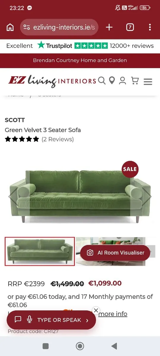 3 seater sofa - Image 1