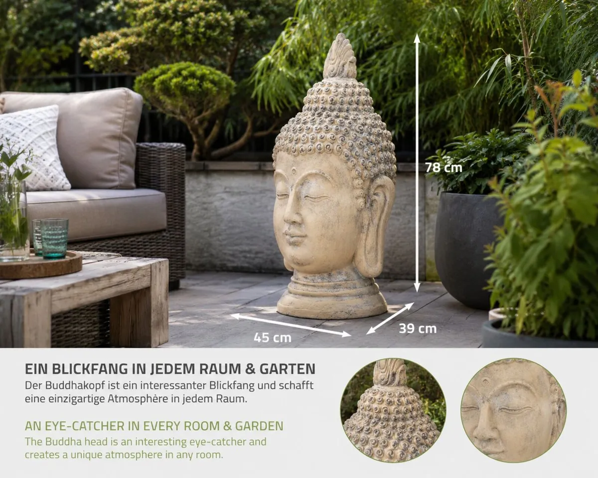 Large Buddha Head Statue 78cm - Image 2