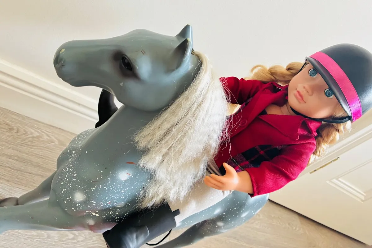 Our Generation Lily Anna deluxe doll riding a gray - Image 4