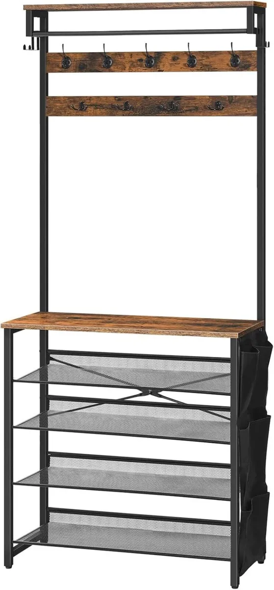 Coat Stand Rack with Shoe Storage Hall Tree - Image 1