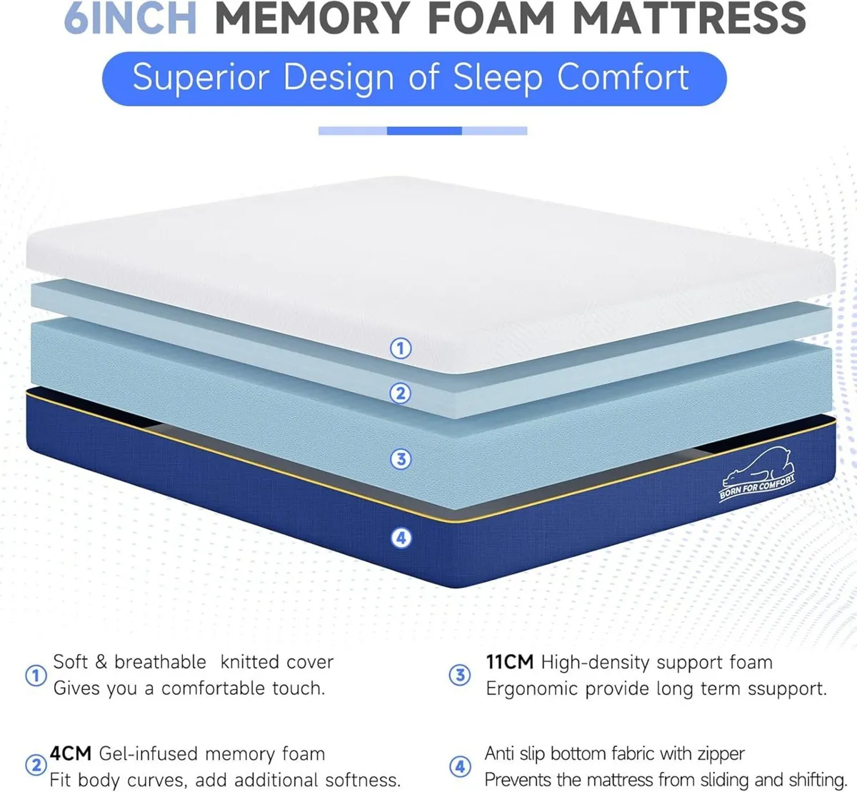 small double mattresses memory foam 6 Inch 4ft - Image 3