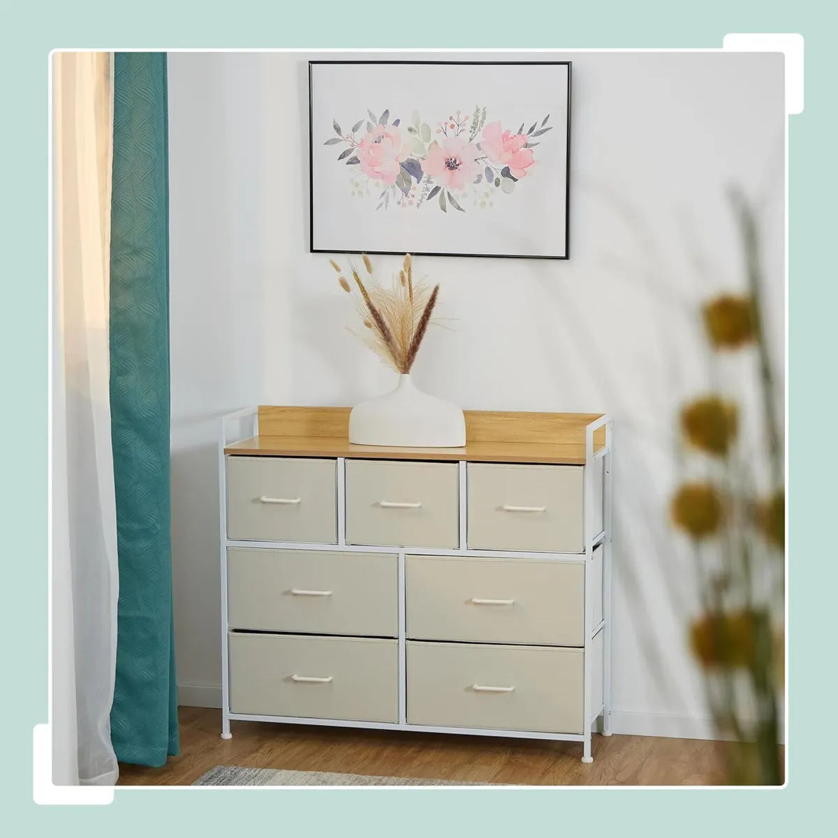 Chest of Drawers HWD: 85 x 100 30.5 cm 7 Fabric - Image 2
