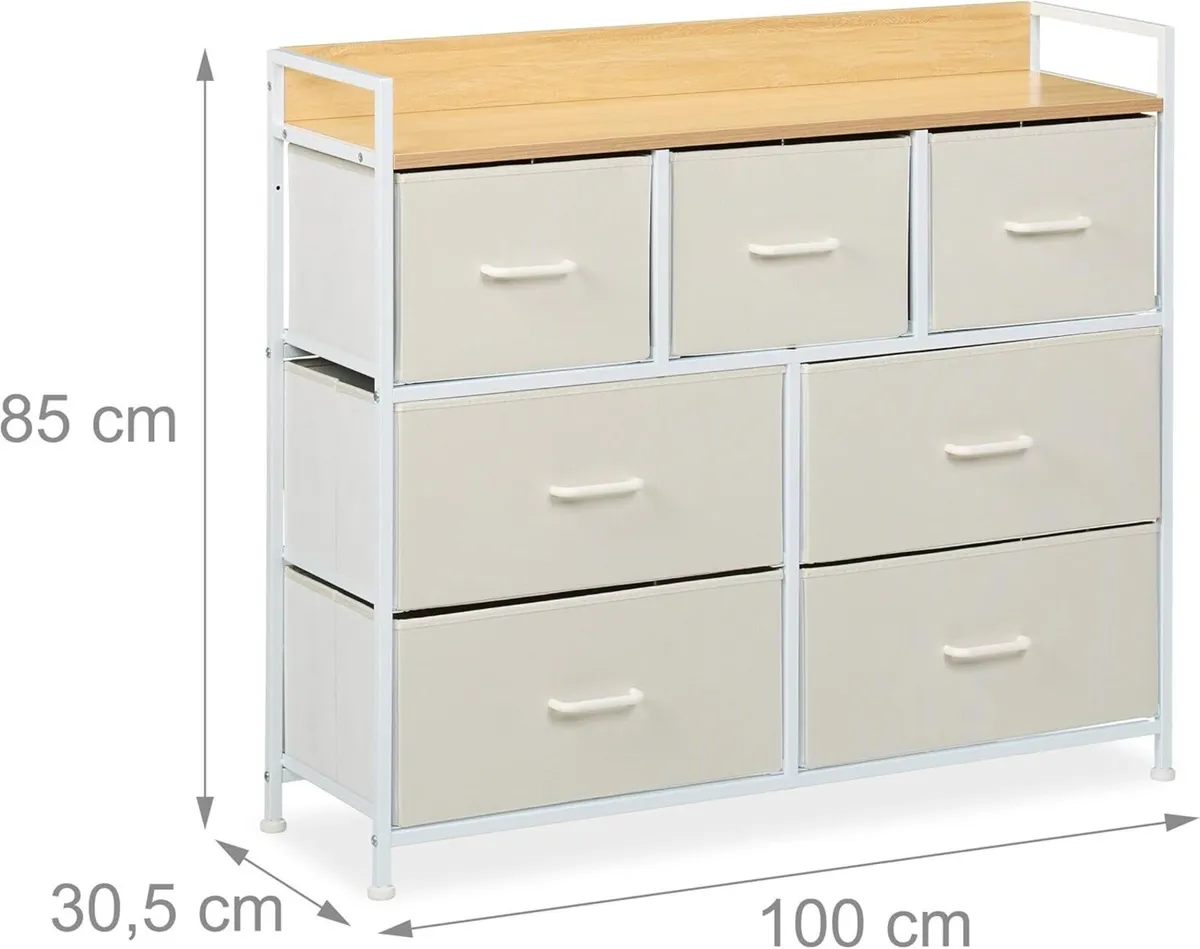 Chest of Drawers HWD: 85 x 100 30.5 cm 7 Fabric - Image 3