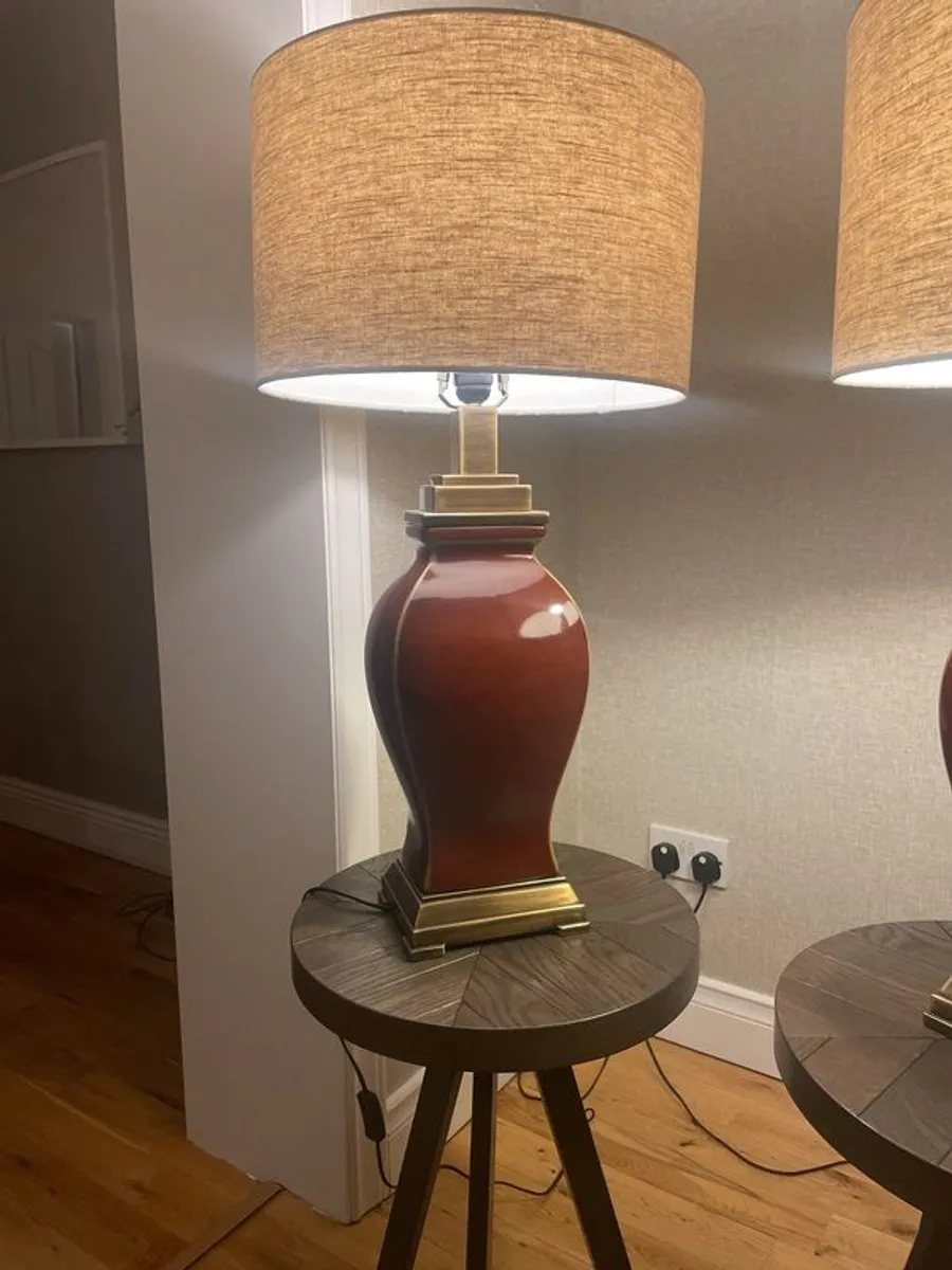 Two lamps with lampshades for sale - Image 1