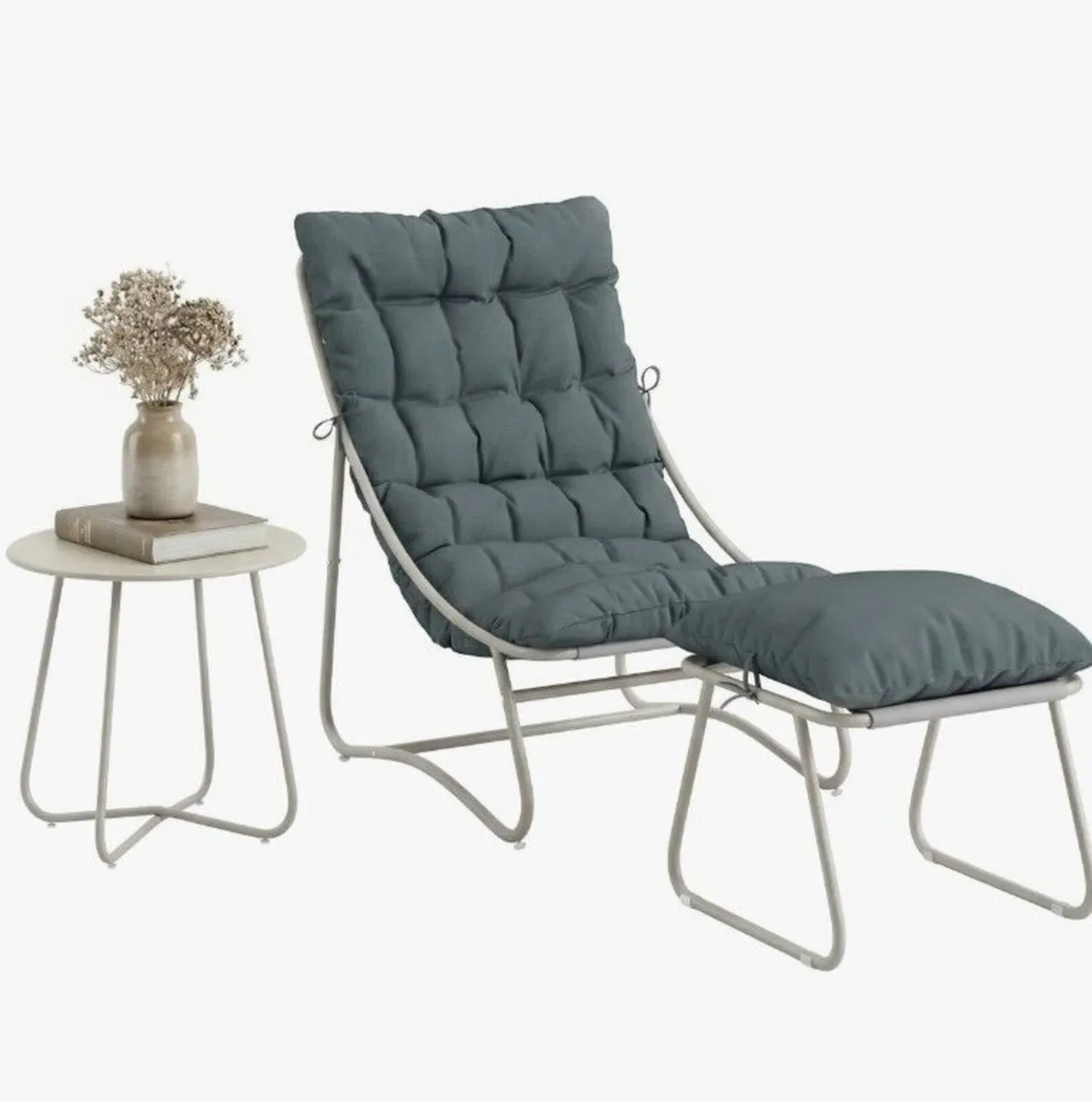 Garden Lounge Chair Set with Footstool & Side Tabl - Image 4