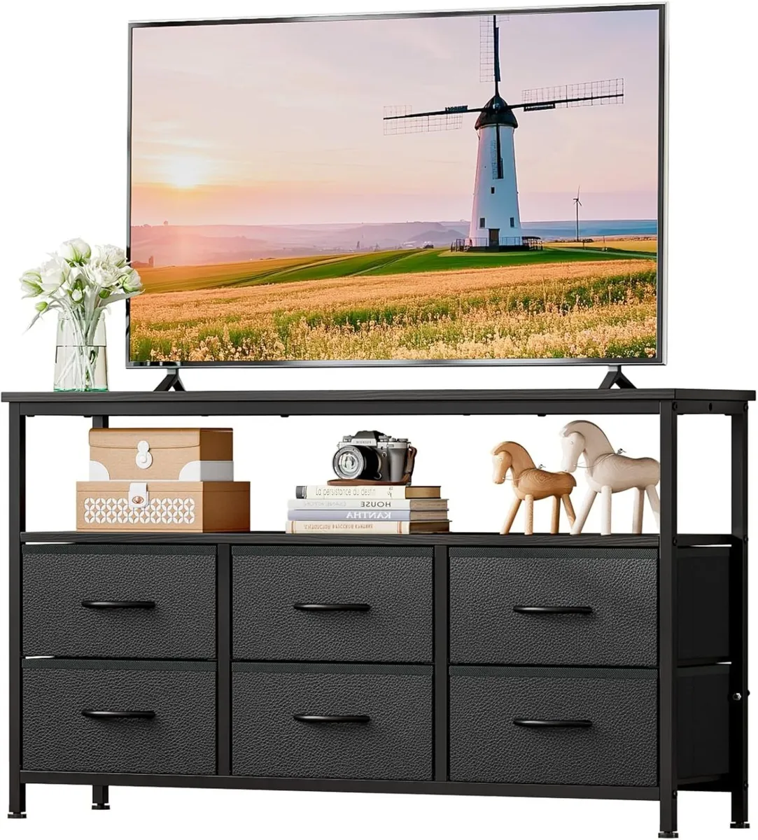 55 Inch TV Stand with Storage Drawers Shelf for - Image 4