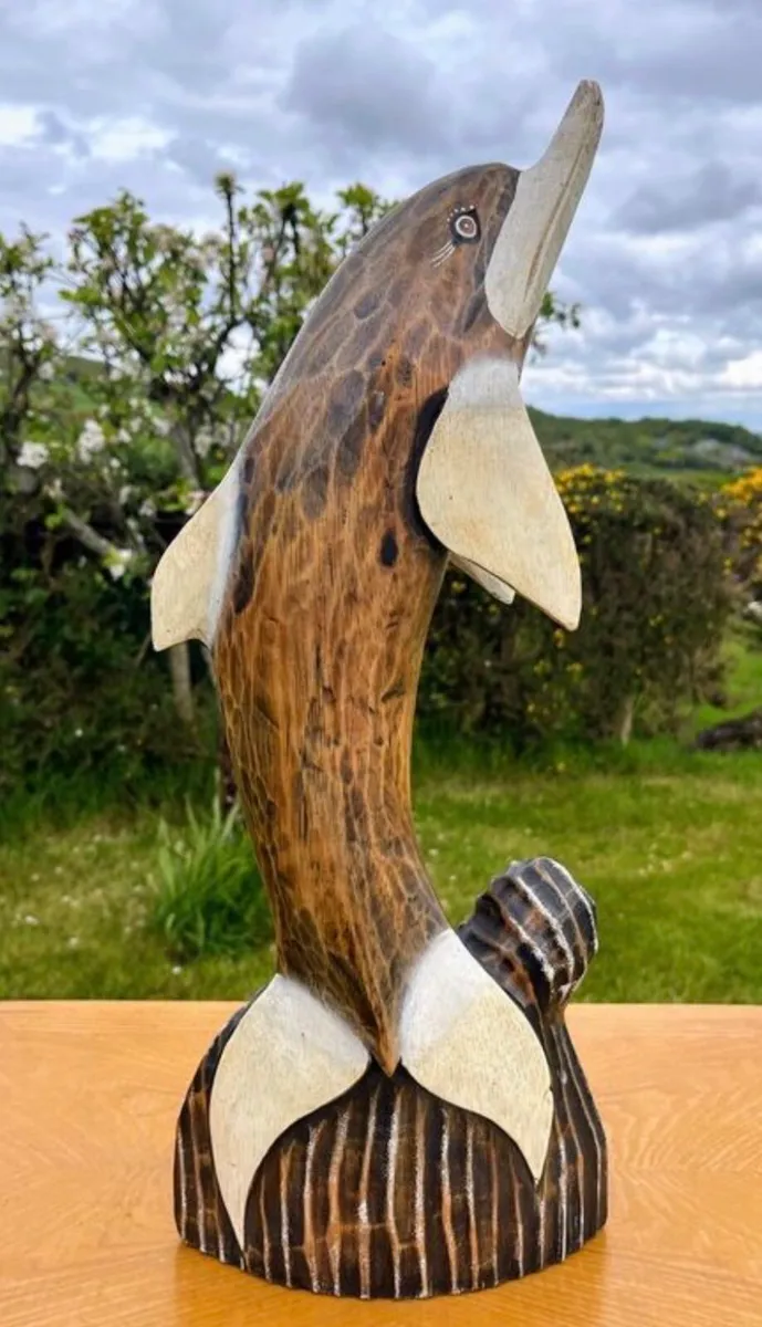 Wooden Dolphin Sculpture 50cm tall - Image 1