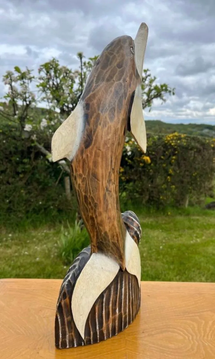 Wooden Dolphin Sculpture 50cm tall - Image 4