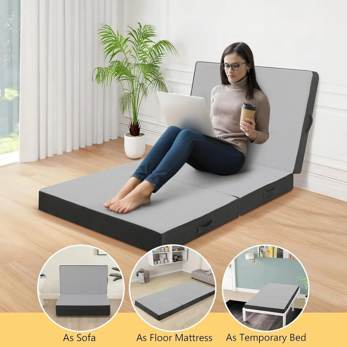 Tri Fold Mattress 190x90cm Single 10cm Thick Foam - Image 4