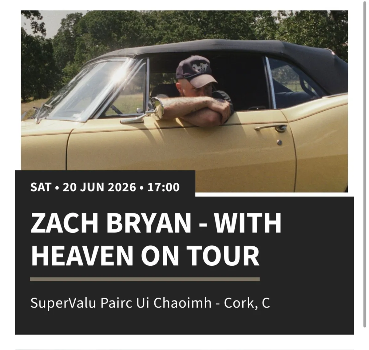 Zach Bryan tickets Cork