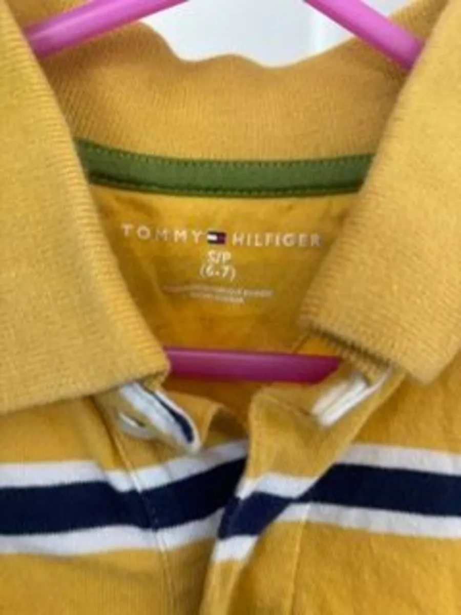 Tommy Hilfiger Yellow Stiped Polo age 6-7 - Image 3