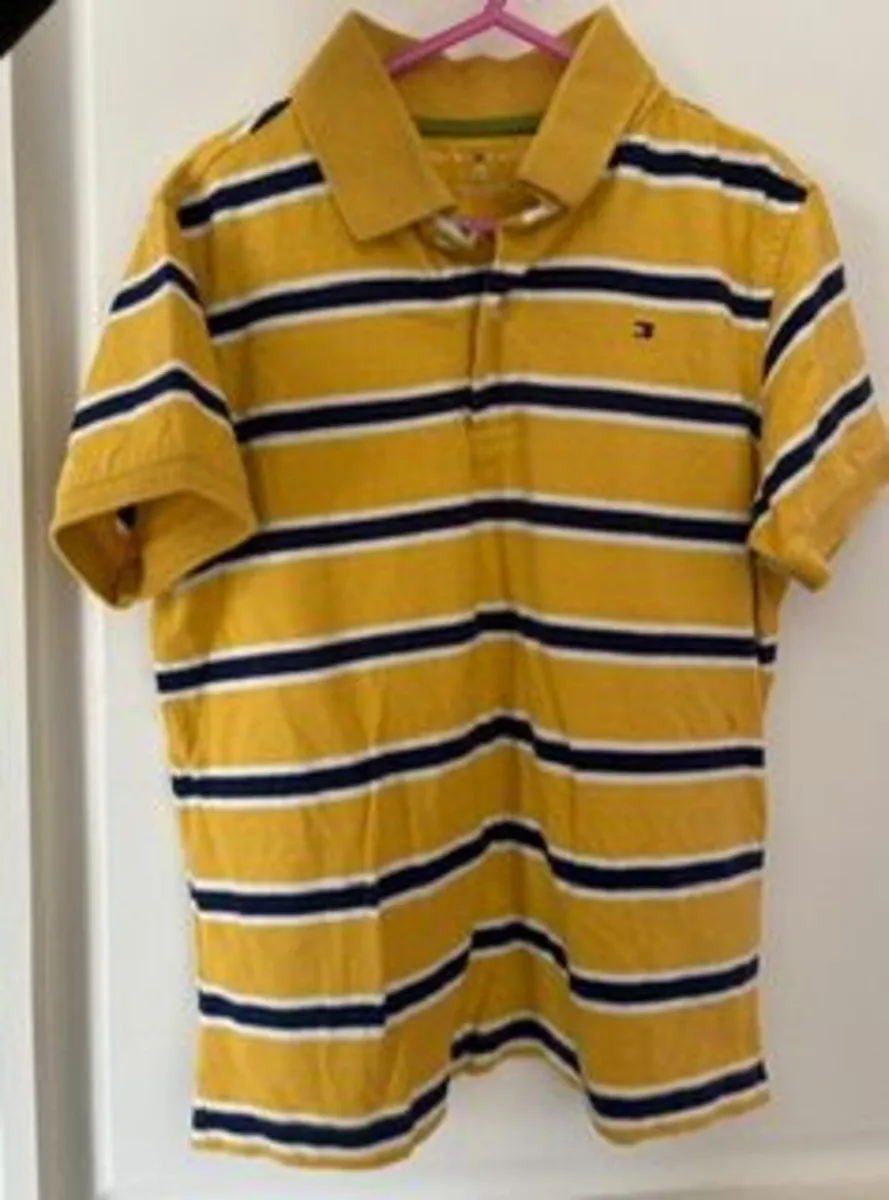 Tommy Hilfiger Yellow Stiped Polo age 6-7 - Image 1