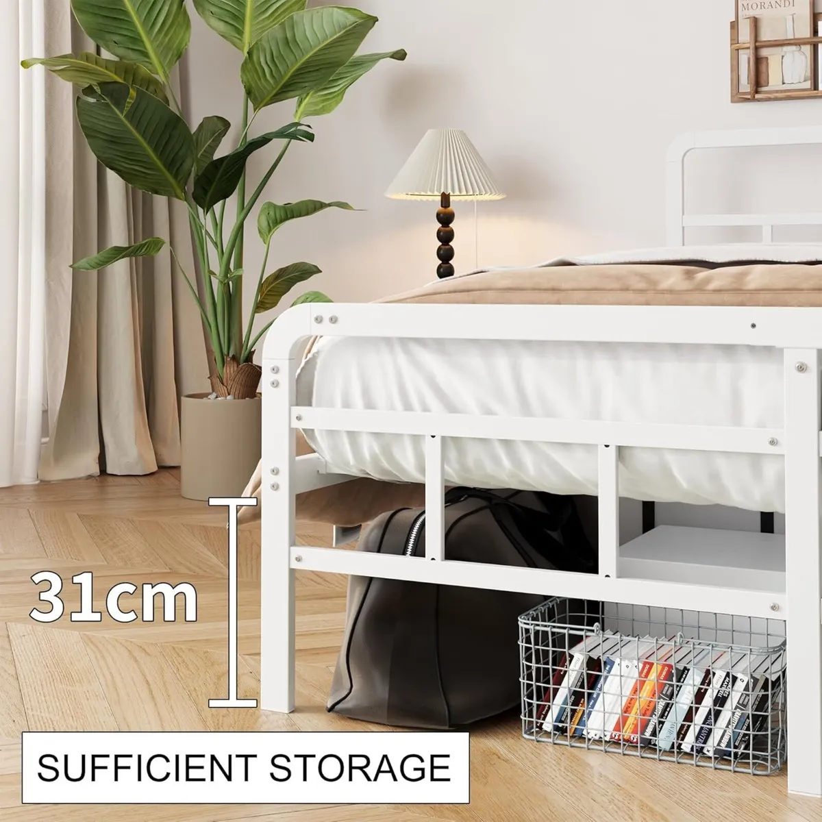 5ft King Size Bed Frame with Curved Headboard and - Image 4