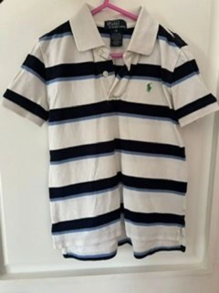 Ralph Lauren White Striped Polo age 6-7 - Image 1