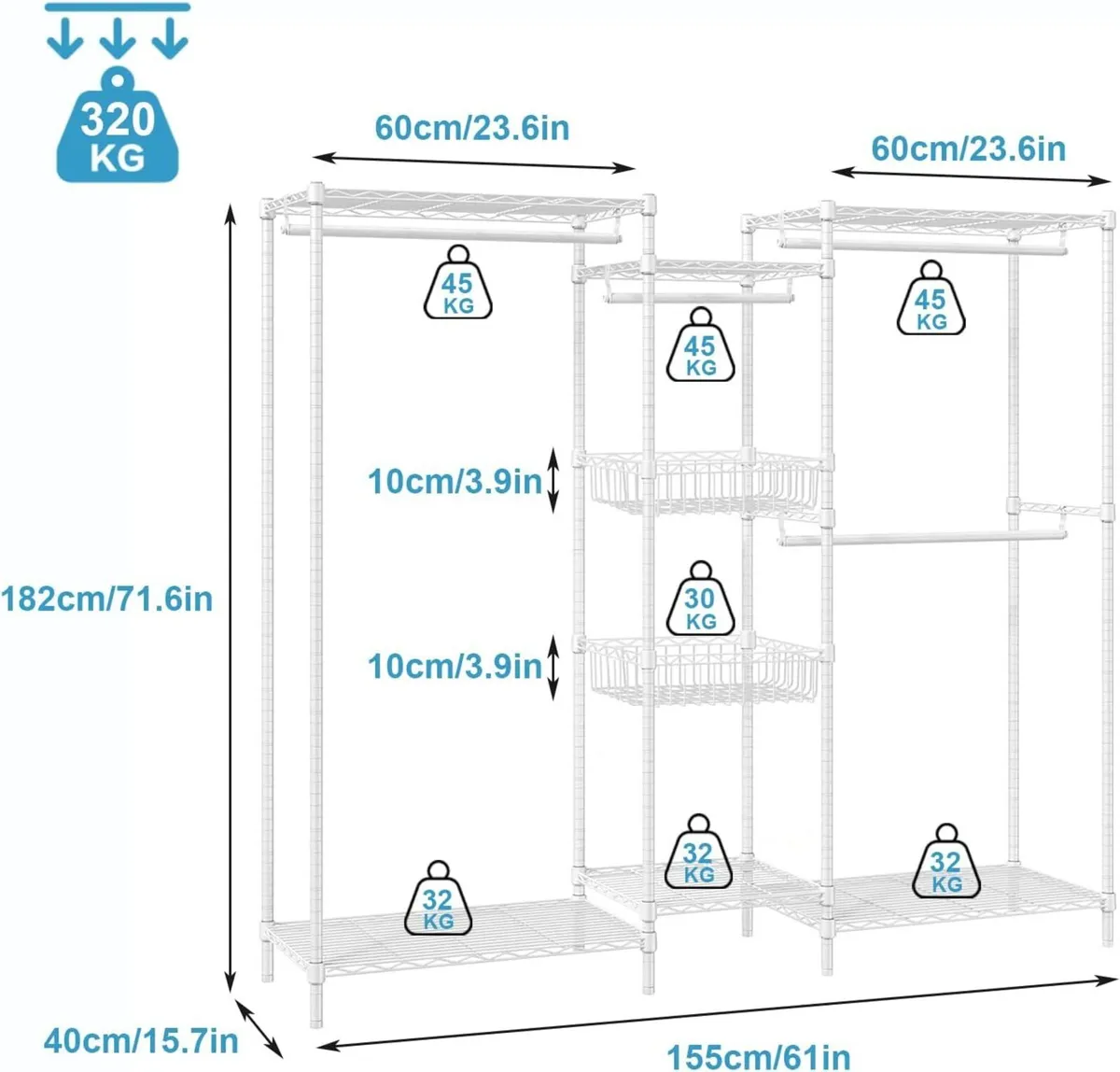 Clothes Rails Heavy Duty Clothing Rail Garment - Image 3