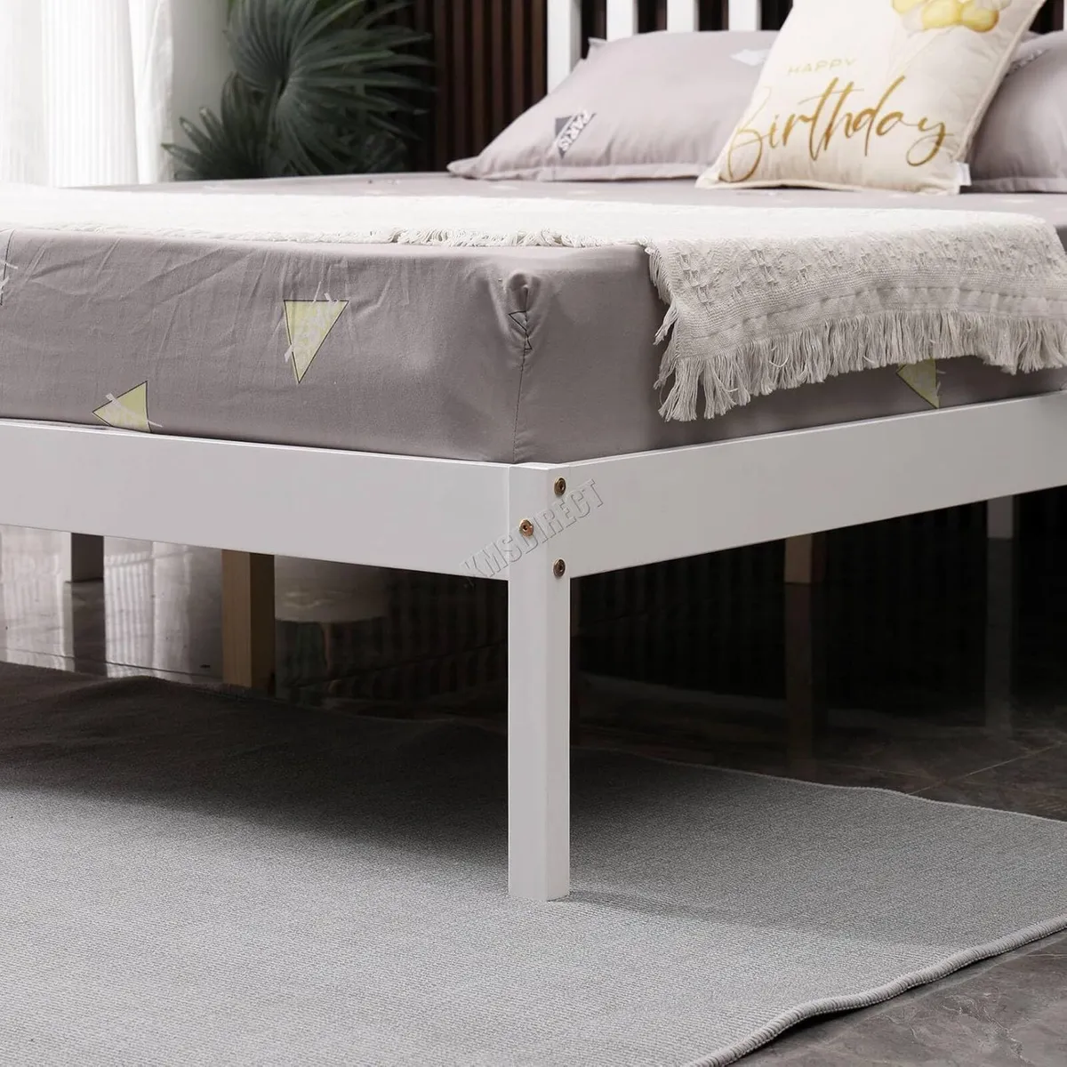 Double Bed Solid Pine Frame Headboard Durable - Image 3