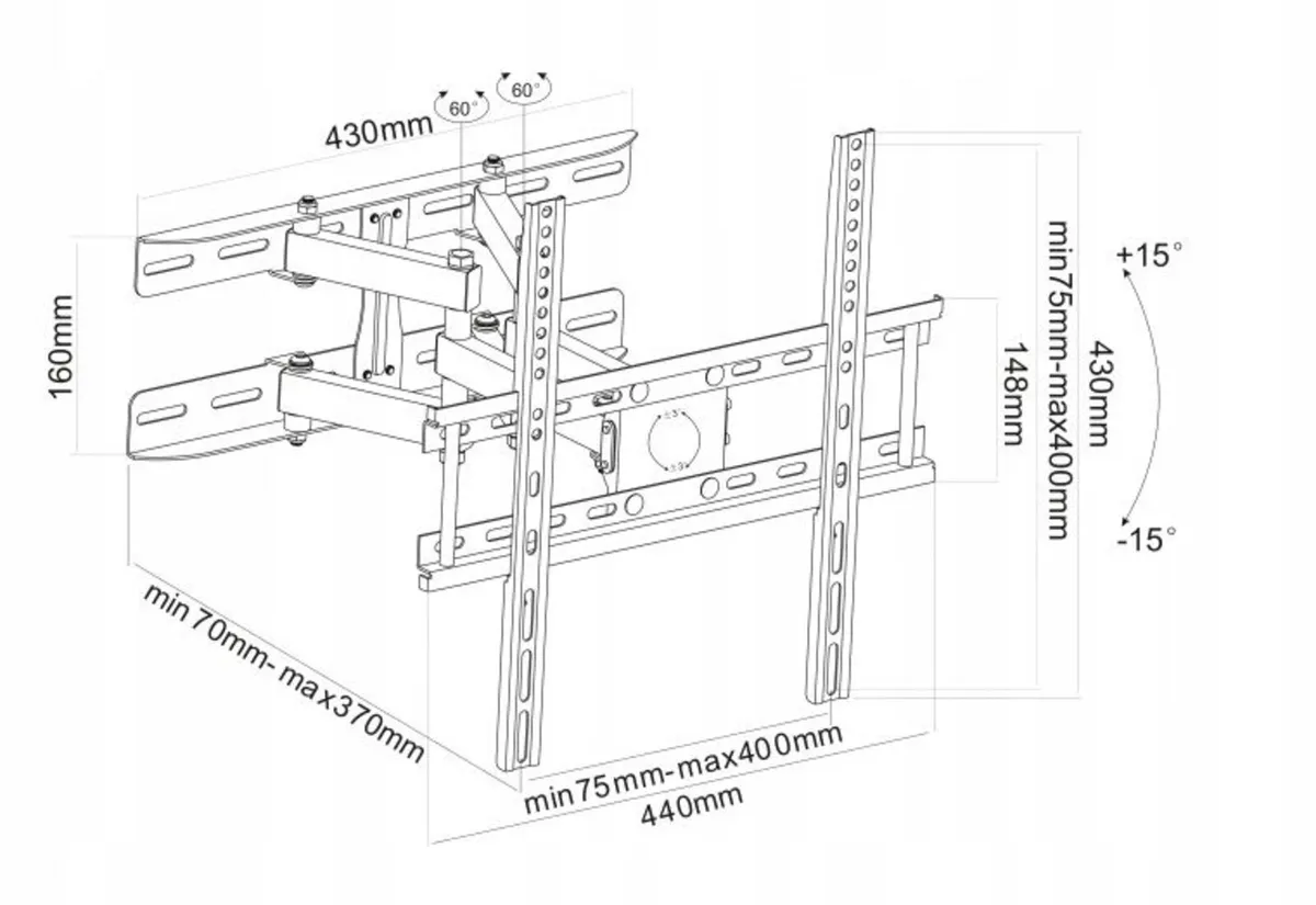 Tv Wall Mount Bracket Tilt and Swivel 20" - 65" - Image 2
