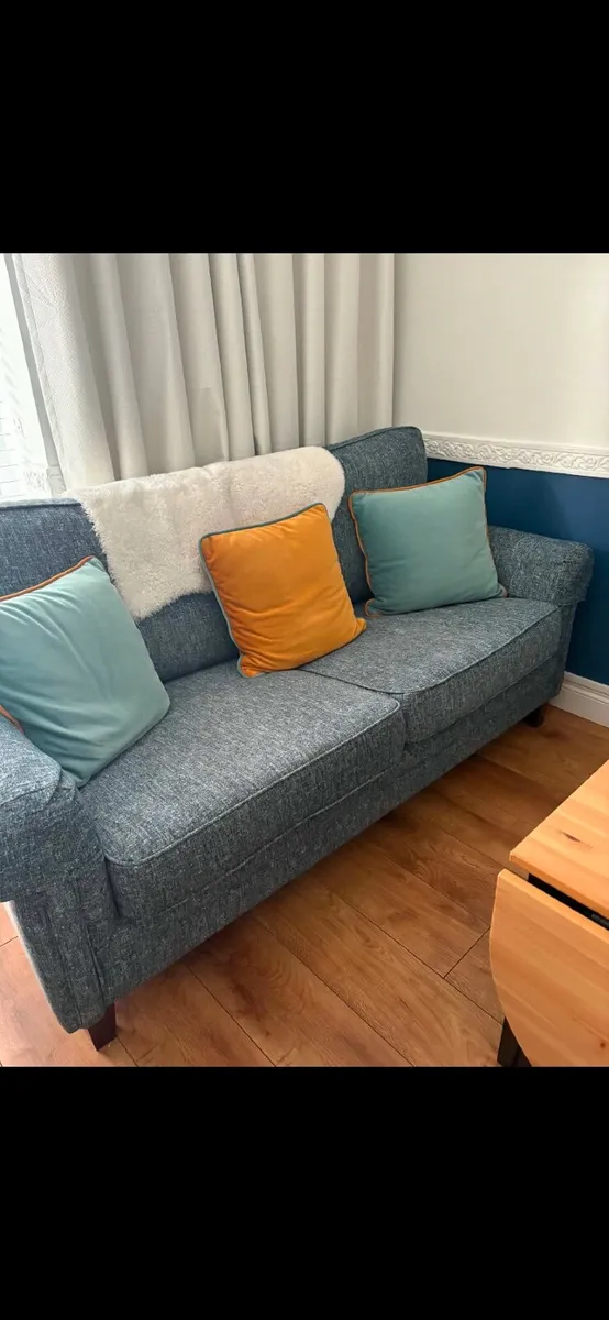 3seater sofa and armchair teal - Image 1
