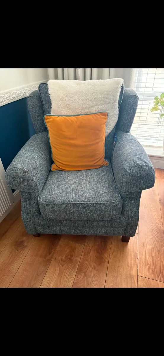 3seater sofa and armchair teal - Image 2
