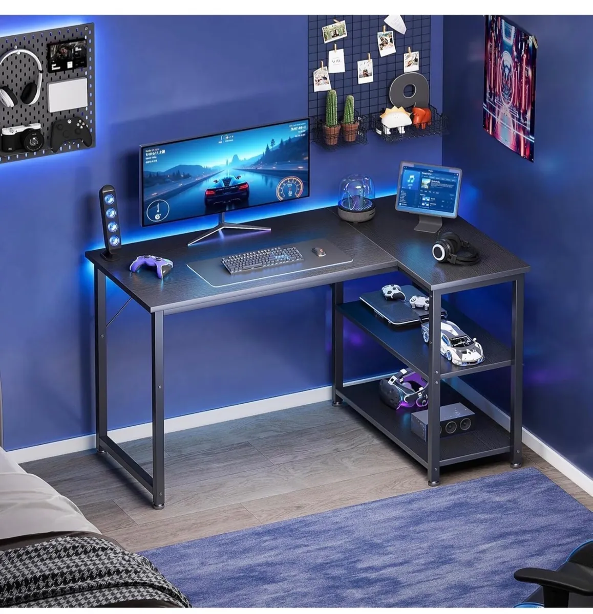 L Shaped Gaming Desk, 100x70 cm Computer Desk, Cor - Image 1