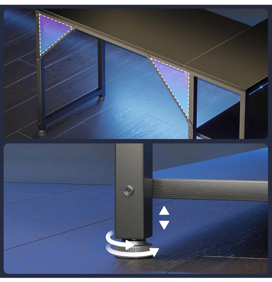 L Shaped Gaming Desk, 100x70 cm Computer Desk, Cor - Image 2