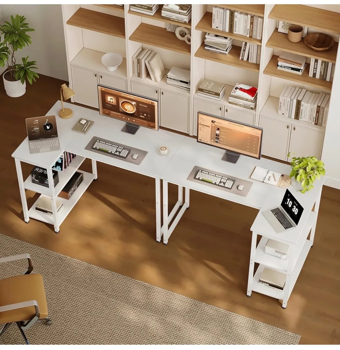 L Shaped Computer Desk, 100x70 cm Corner Desk, Off - Image 3