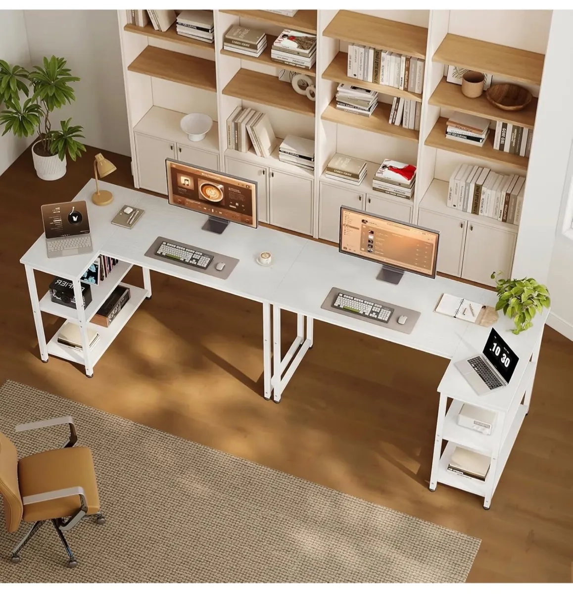 L Shaped Computer Desk, 120x70 cm Corner Desk, Off - Image 3
