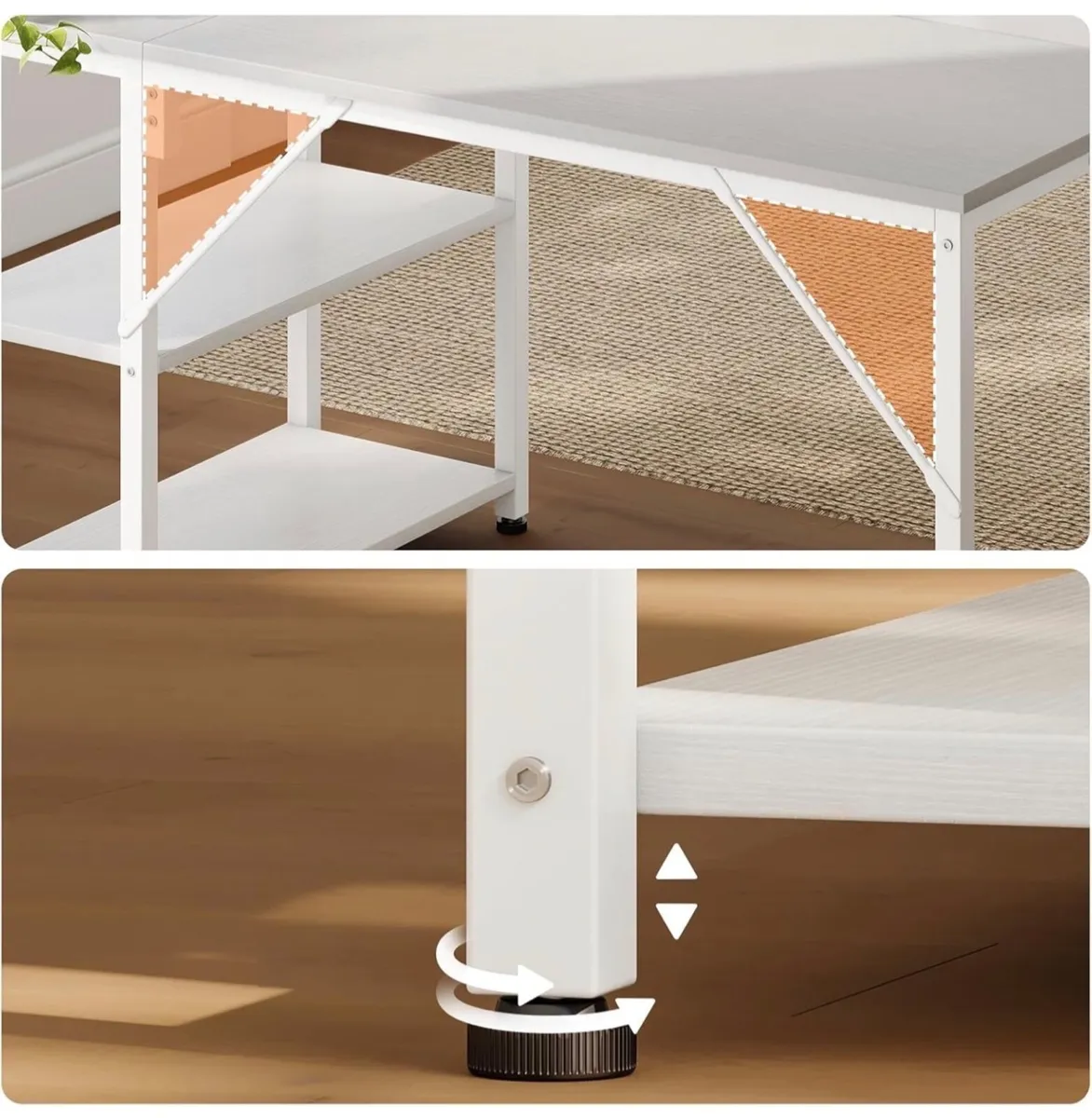 L Shaped Computer Desk, 120x70 cm Corner Desk, Off - Image 4
