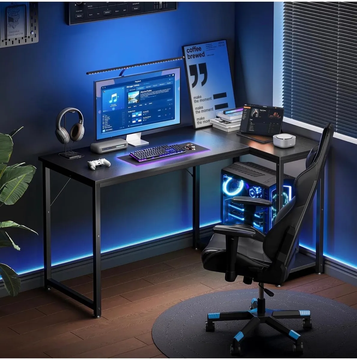 Coleshome L Shaped Gaming Desk, 120x70 cm Computer - Image 2