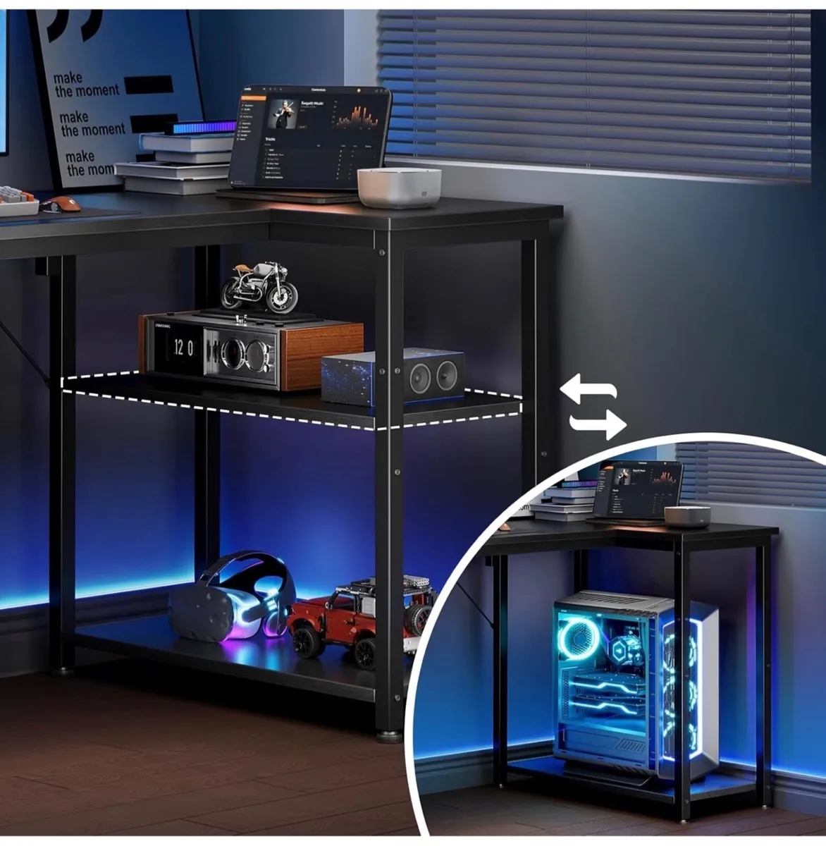Coleshome L Shaped Gaming Desk, 120x70 cm Computer - Image 3