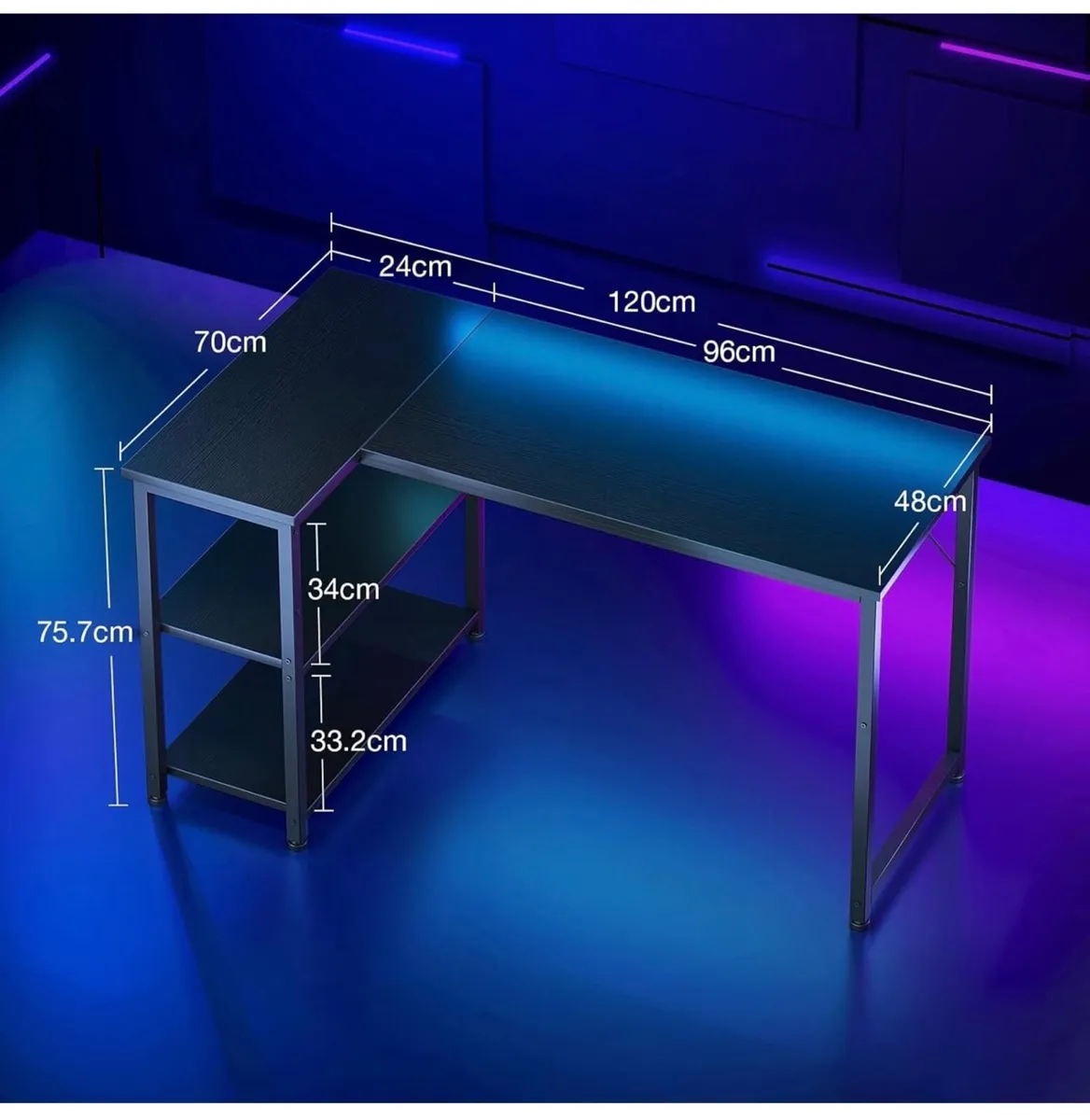 Coleshome L Shaped Gaming Desk, 120x70 cm Computer - Image 4