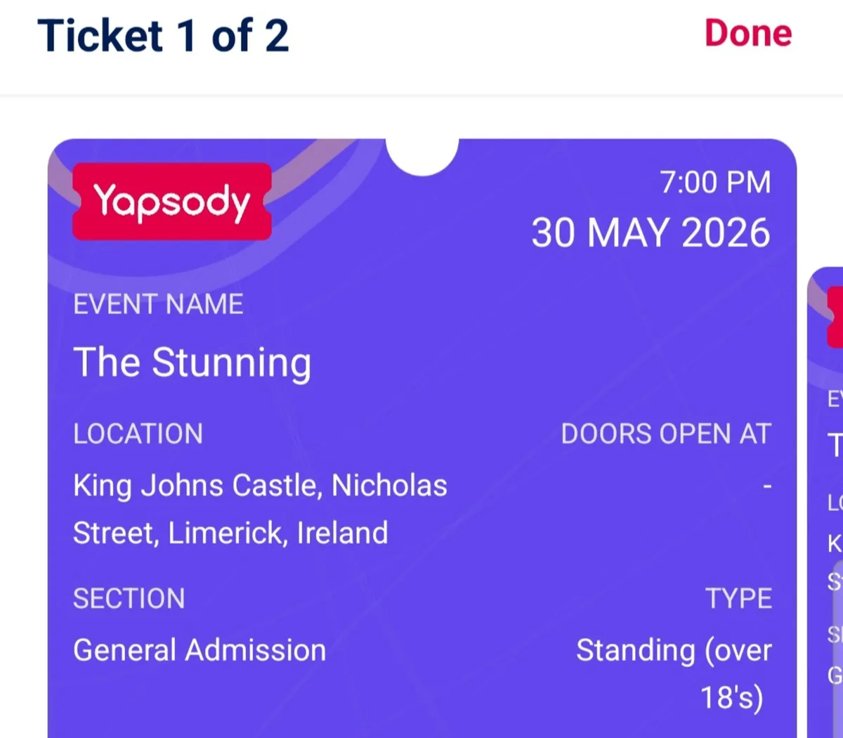 2 x The Stunning Tickets King John's Castle Limeri - Image 2