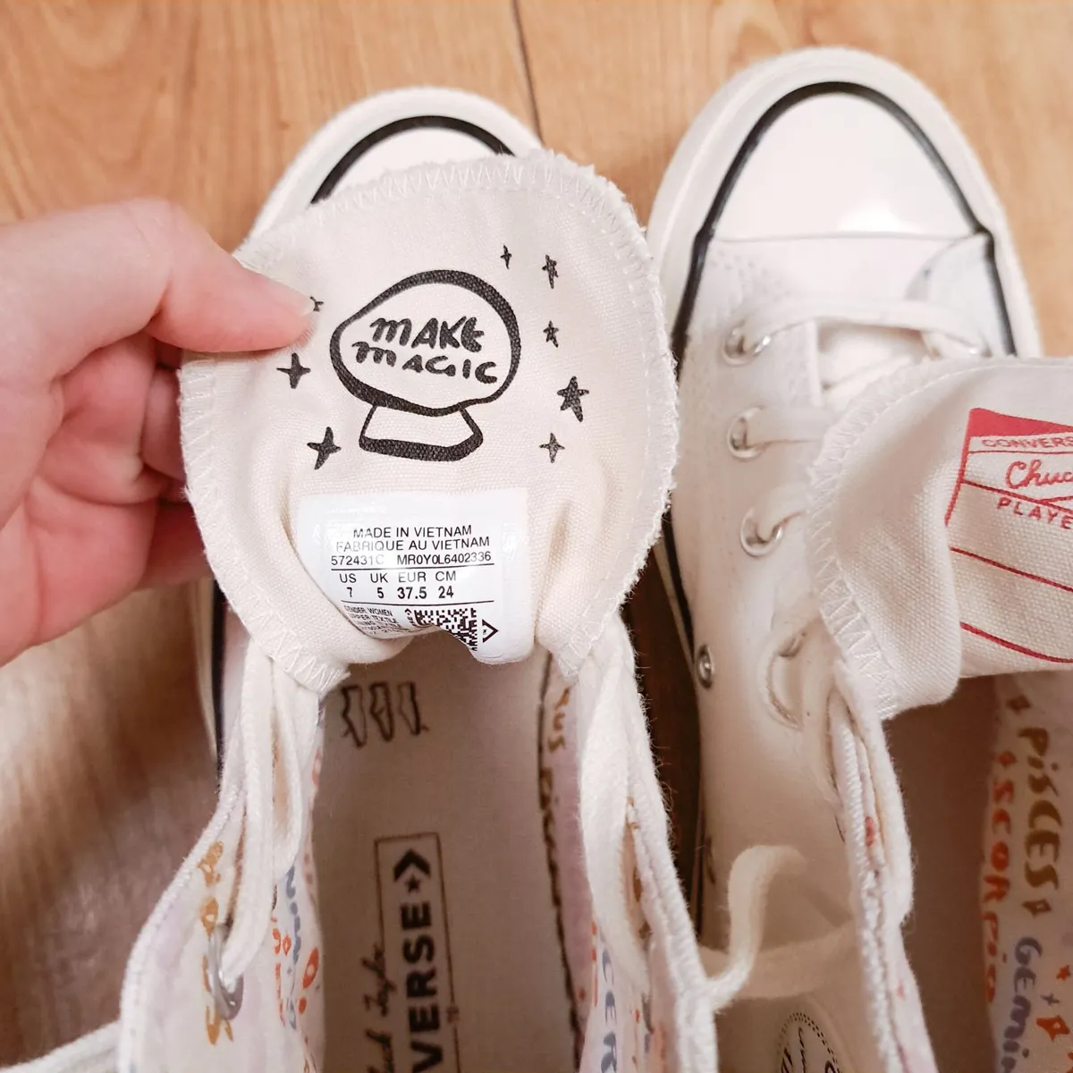 Converse White High Top Embroidered Trainers 5UK - Image 2