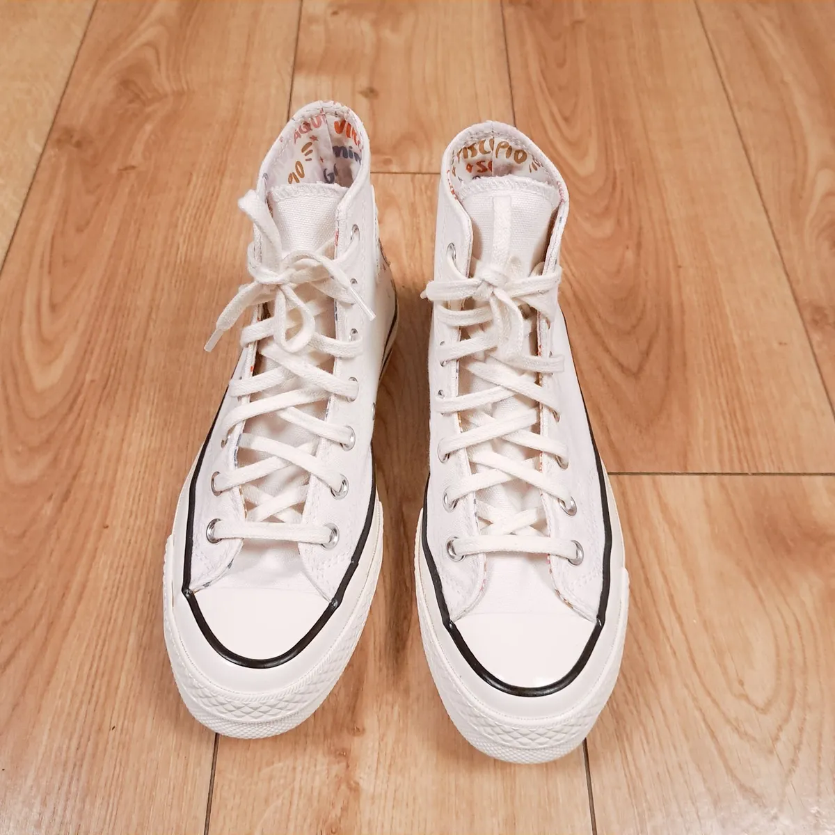 Converse White High Top Embroidered Trainers 5UK - Image 4