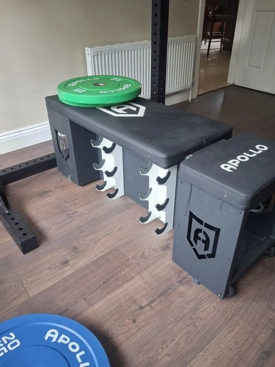 squat rack with weights and adjustable bench - Image 3