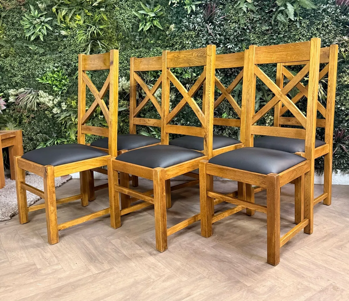 6 Athens oak dining chairs - Image 2