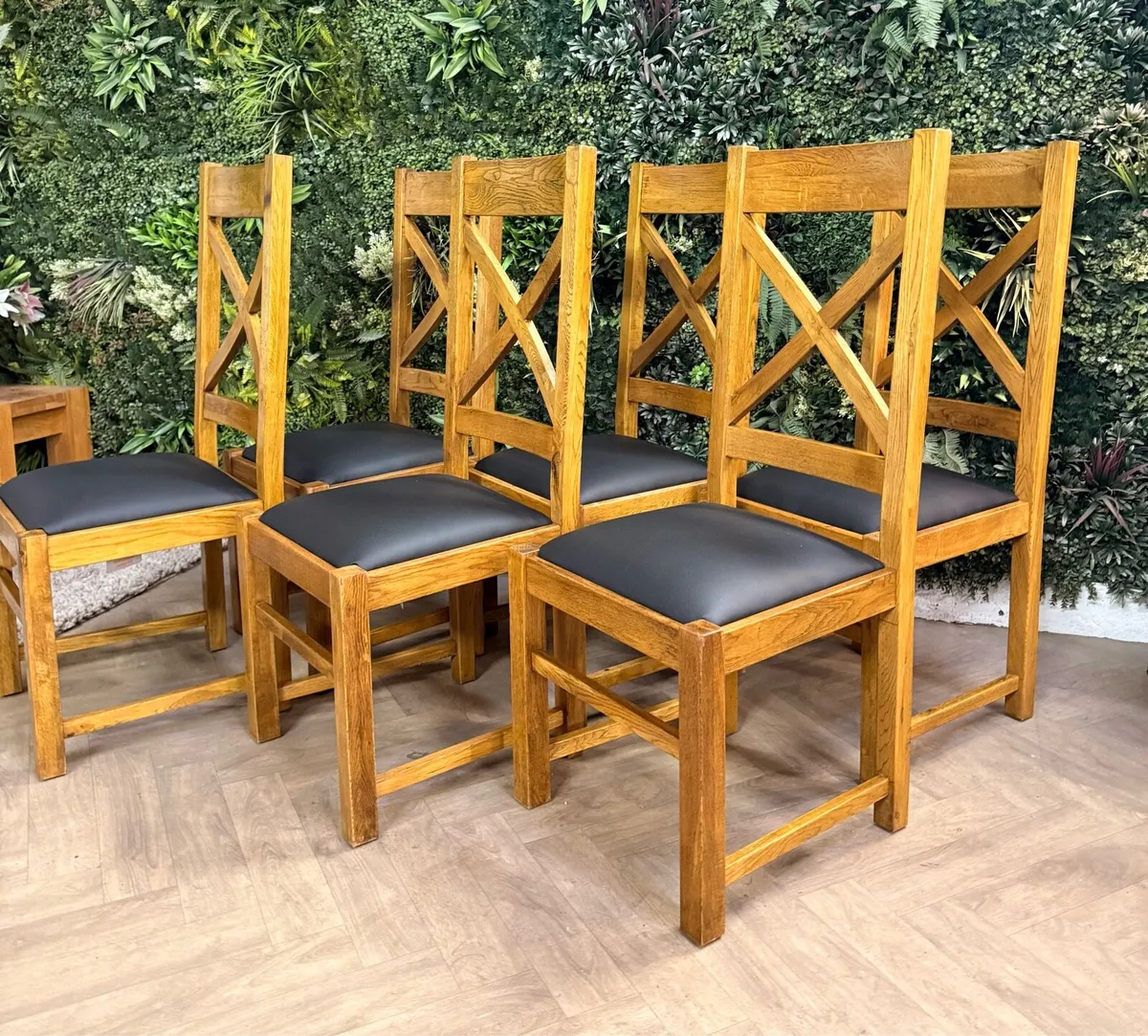 6 Athens oak dining chairs - Image 3